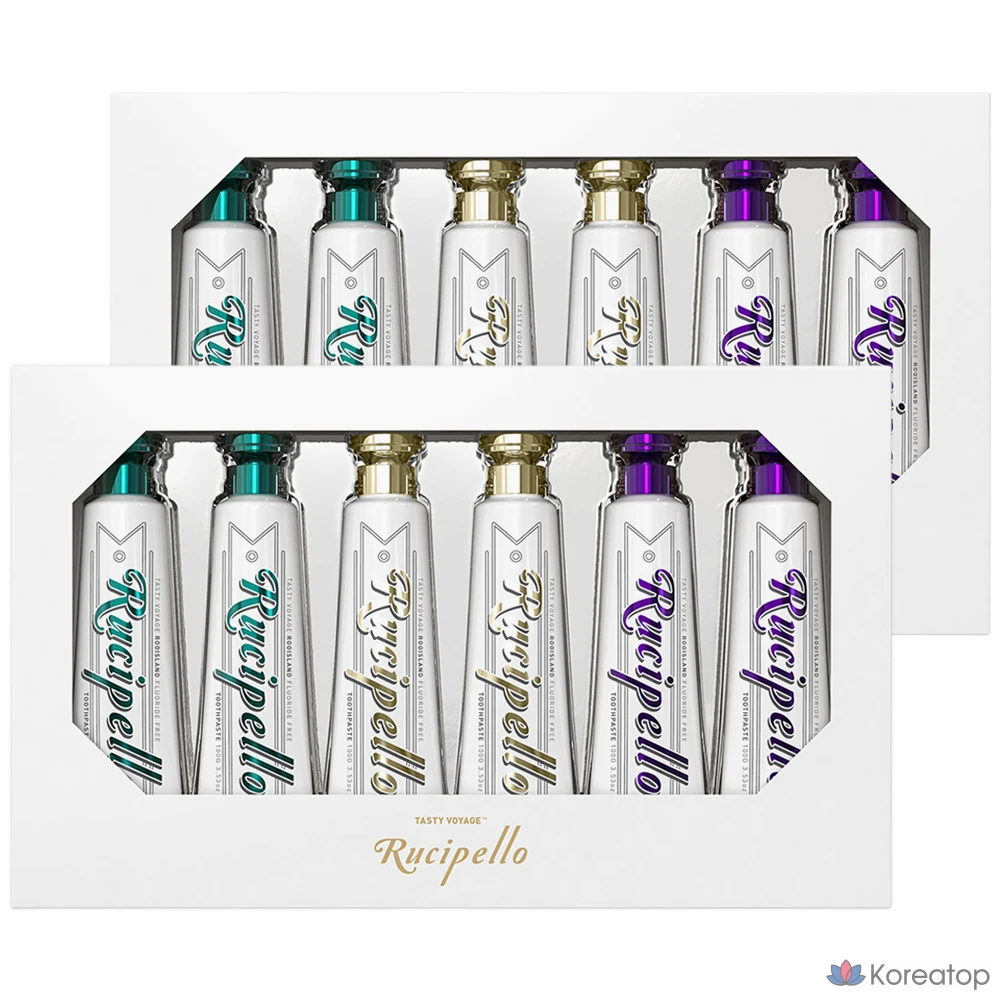 Набор для ухода Rucipello (Mystic Forest 25 г 2 шт. + White Pearl Ocean 25 г 2 шт. + Tropical Ocean 25 г 2 шт.) Mini Toothpaste Set, 2 шт.