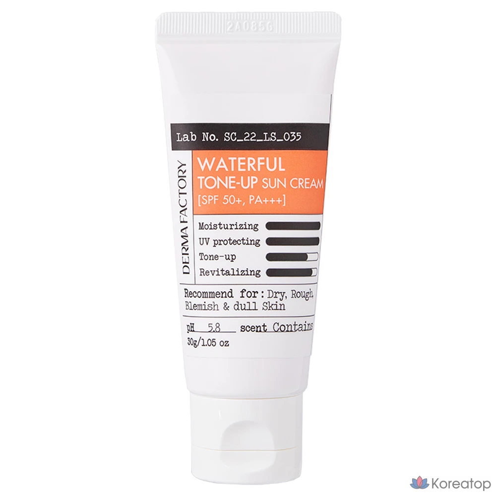 Солнцезащитный крем Derma Factory Waterfull Tone-Up SPF50+ PA+++, 30 г, 1 шт.