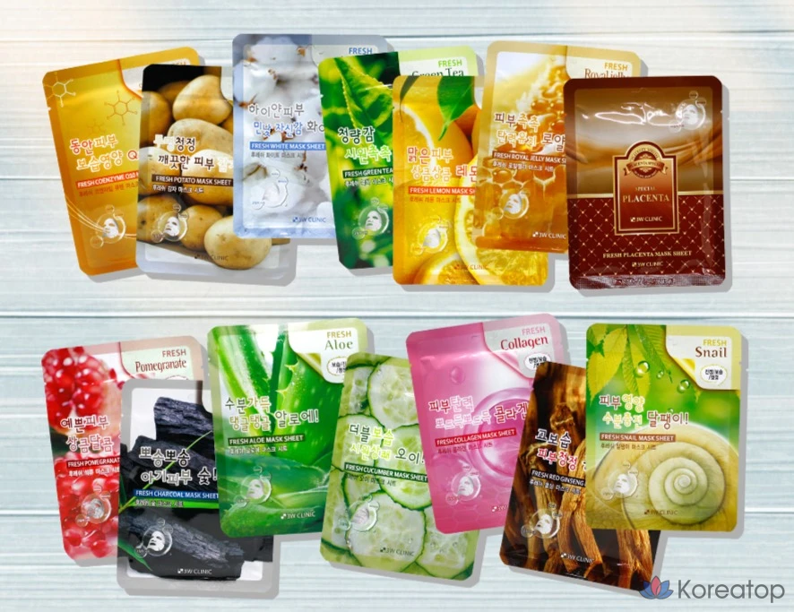 Тканевые маски для лица 3W Clinic Fresh Green Tea, 40 листов, 1 упаковка, фото 3