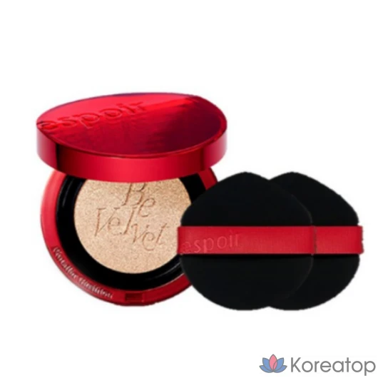Тональный крем-кушон Espoir Pro Tailor Velvet Cover Cushion Foundation New Class, 13 г, набор спонжей, 13 шт., фарфор (Porcelain), 1 шт.