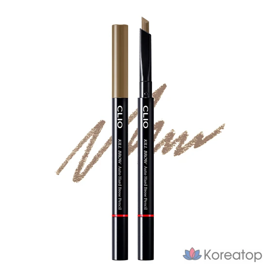 Карандаш для бровей Clio Kill Brow Auto Hard Eyebrow Pencil 0,31 г, № 3, цвет «Арахисовый коричневый», 1 шт.