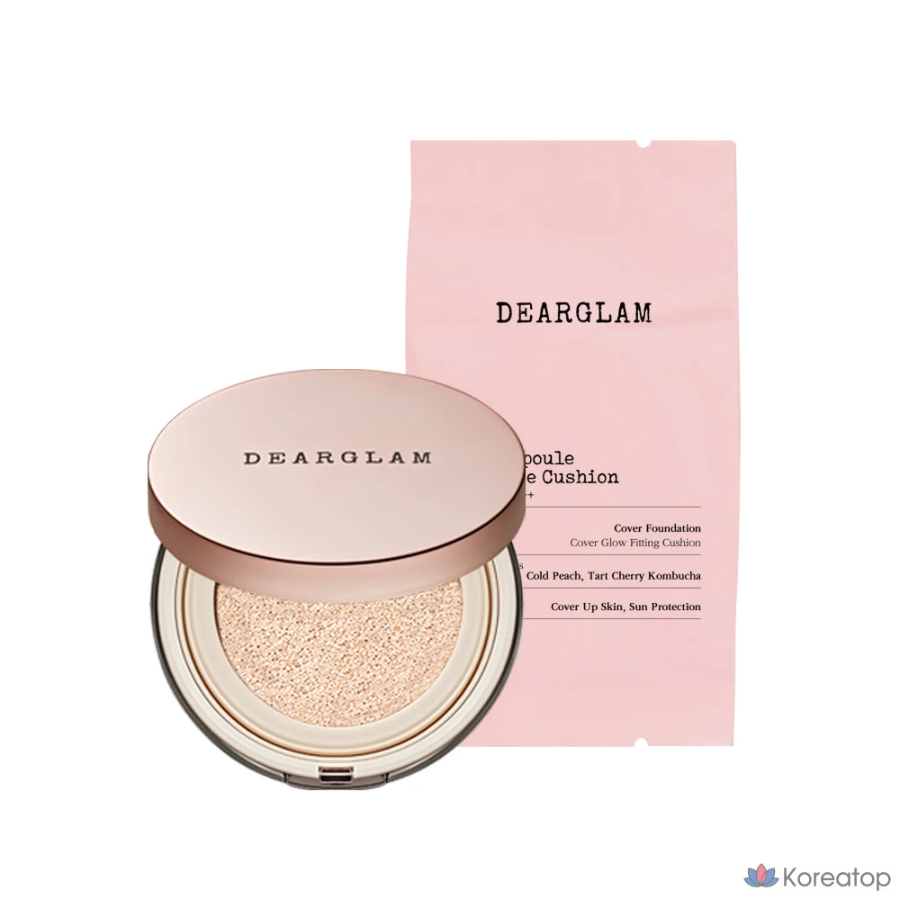 Набор ампульных тональных средств Dear Glam Glow Ampoule Cushion (основной продукт + сменный блок), № 23, бежевый, 24 г, 1 шт., фото 9