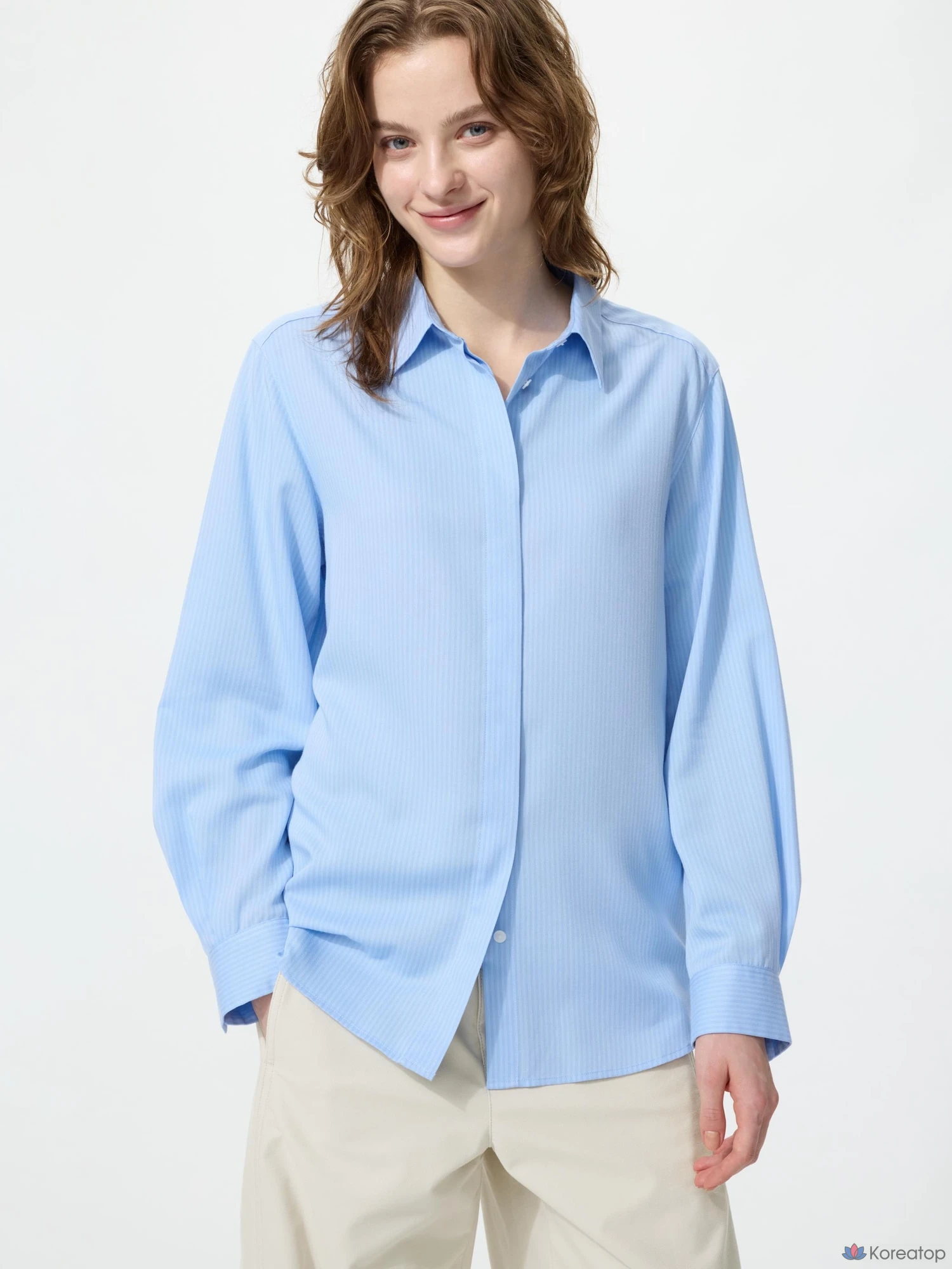 Блузка Uniqlo Rayon Blouse, в полоску