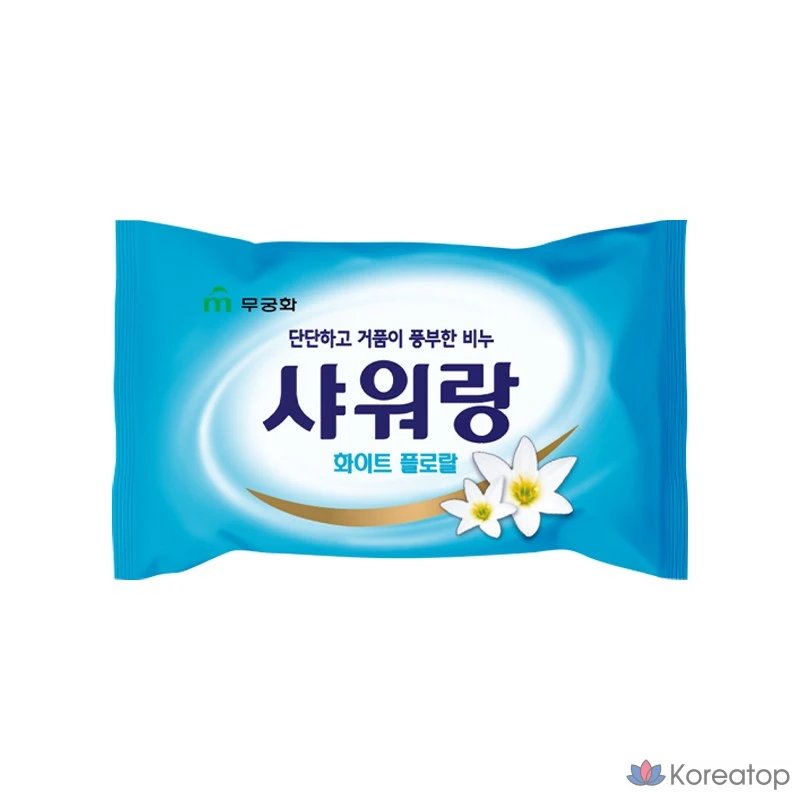 Мыло для душа Mukunghwa Firm and Rich Foaming Soap Shower (Розовая роза, белый цветочный узор), 130 г, 1 шт.