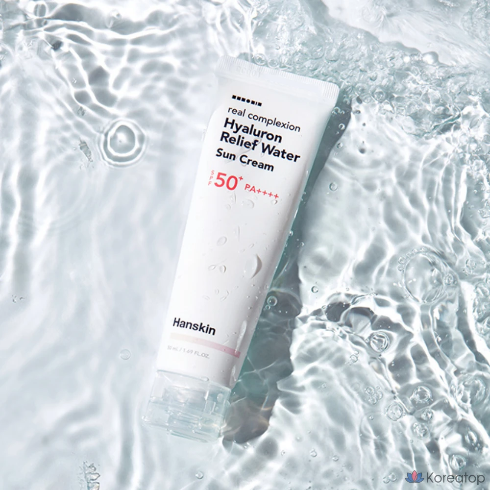 Солнцезащитный крем HANSKIN Real Complexion Hyaluronic Relief Water Sunscreen SPF50+ PA++++, 50 мл, 1 шт.