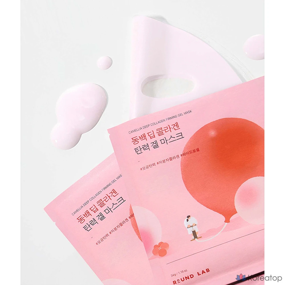 Гелевая маска Round Lab Camellia Deep Collagen Elasticity Gel Mask, 34 г, упаковка из 4 штук, 3 шт., фото 8