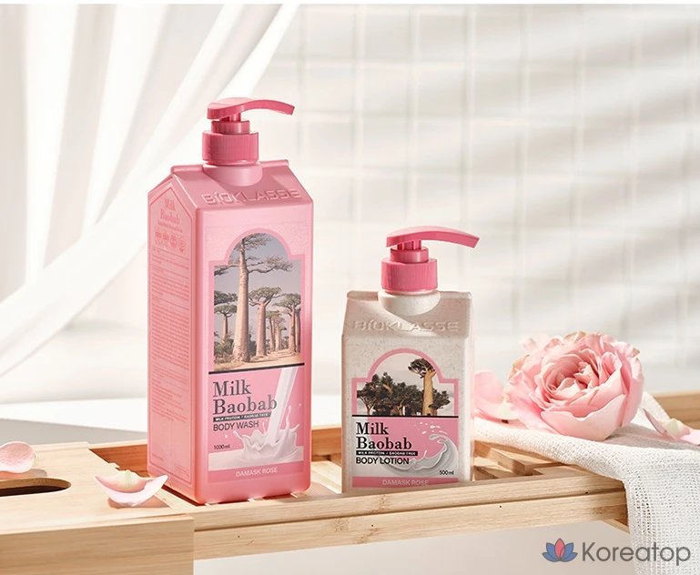 Гель для душа Milk Baobab с ароматом дамасской розы, 1 л, 5 штук., фото 5