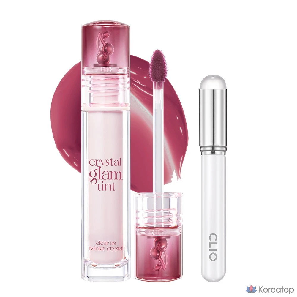 Тинт для губ Clio Crystal Glam + кисточка для губ, 1 шт., оттенок 026, сиренево-вишневый.