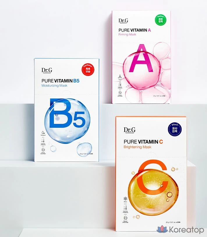 Набор осветляющих масок Dr.G Pure Vitamin C, 5 штук, 1 упаковка