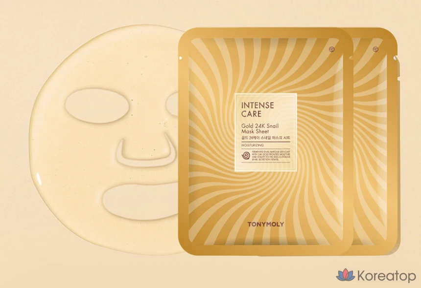 Маска-салфетка Tony Moly Intense Care Gold 24K Snail Mask Sheet, 1 шт., упаковка из 10 штук., фото 3