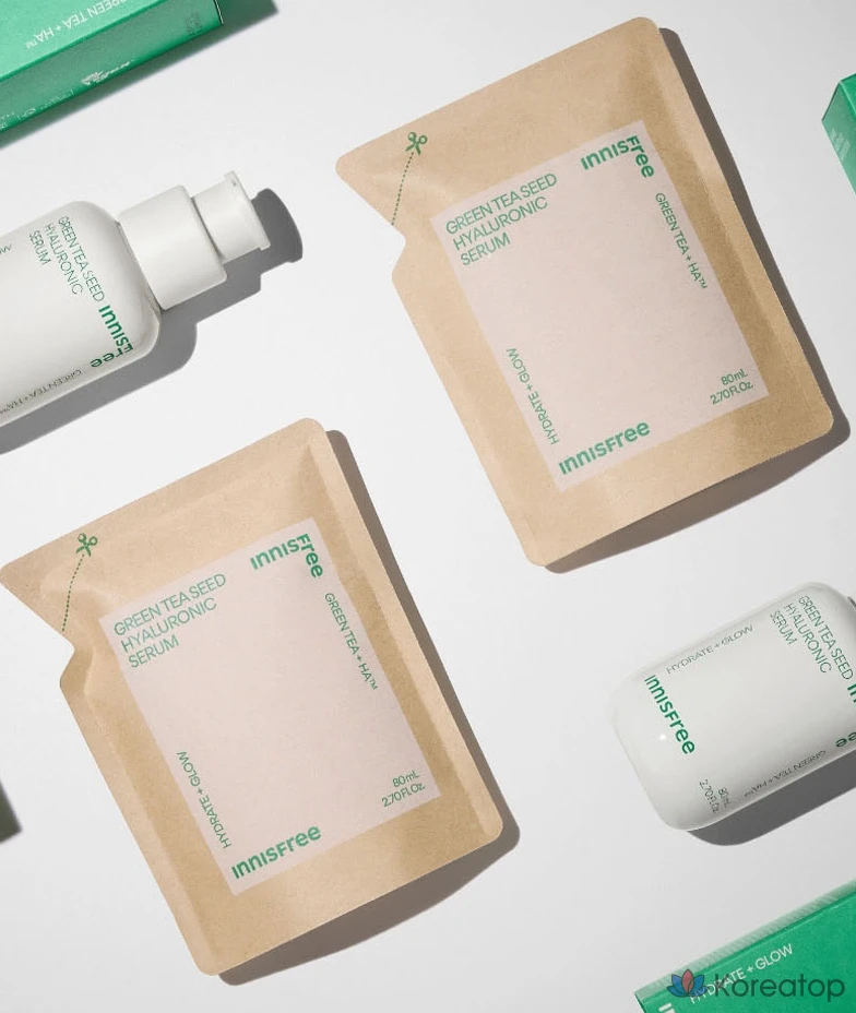 Сменный блок сыворотки Innisfree с гиалуроновой кислотой и экстрактом зеленого чая, 80 мл, 1 шт.