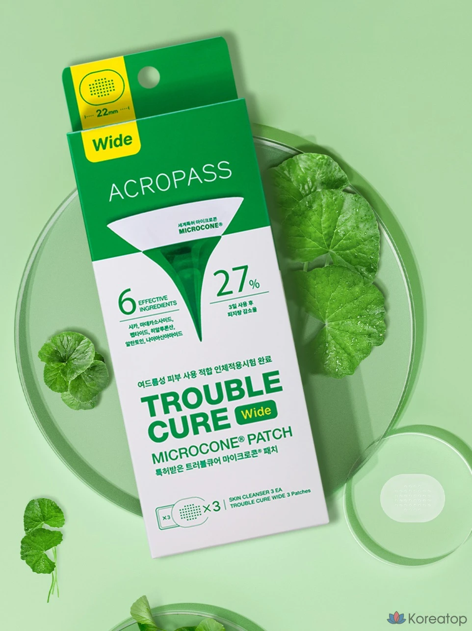 Набор из 3 микроконусных пластырей Acropass Trouble Cure Microcone Patch + 3 очищающих средства для кожи., фото 3