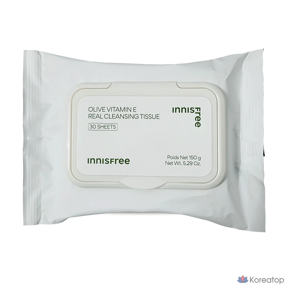 Очищающие салфетки Innisfree Olive Real, 30 листов, 1 упаковка