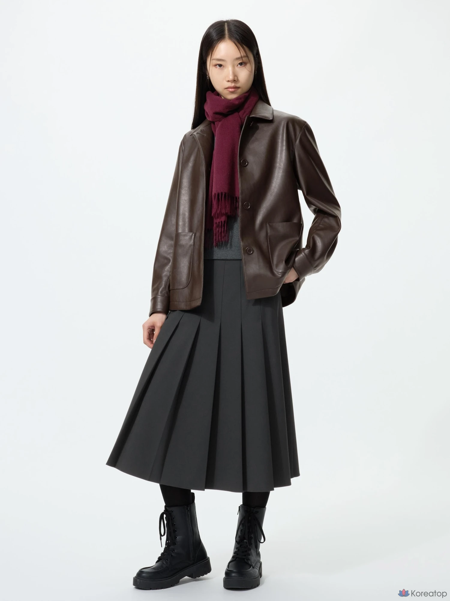 Юбка Uniqlo Wide Pleated Midi Skirt, длина 69-73 см