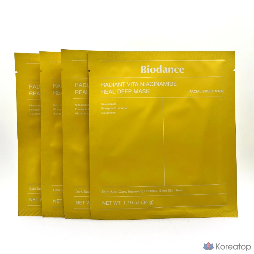 Тканевая маска для лица Biodance Radiant Vita Niacinamide Real Deep Mask, 8 шт., фото 6