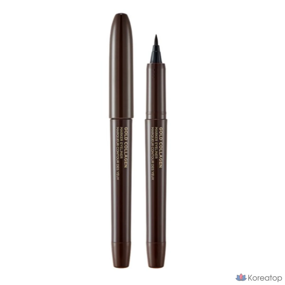 Подводка для глаз The Face Shop Gold Collagen Marker Pen Eyeliner, 1 г, 1 шт., 02 Коричневый