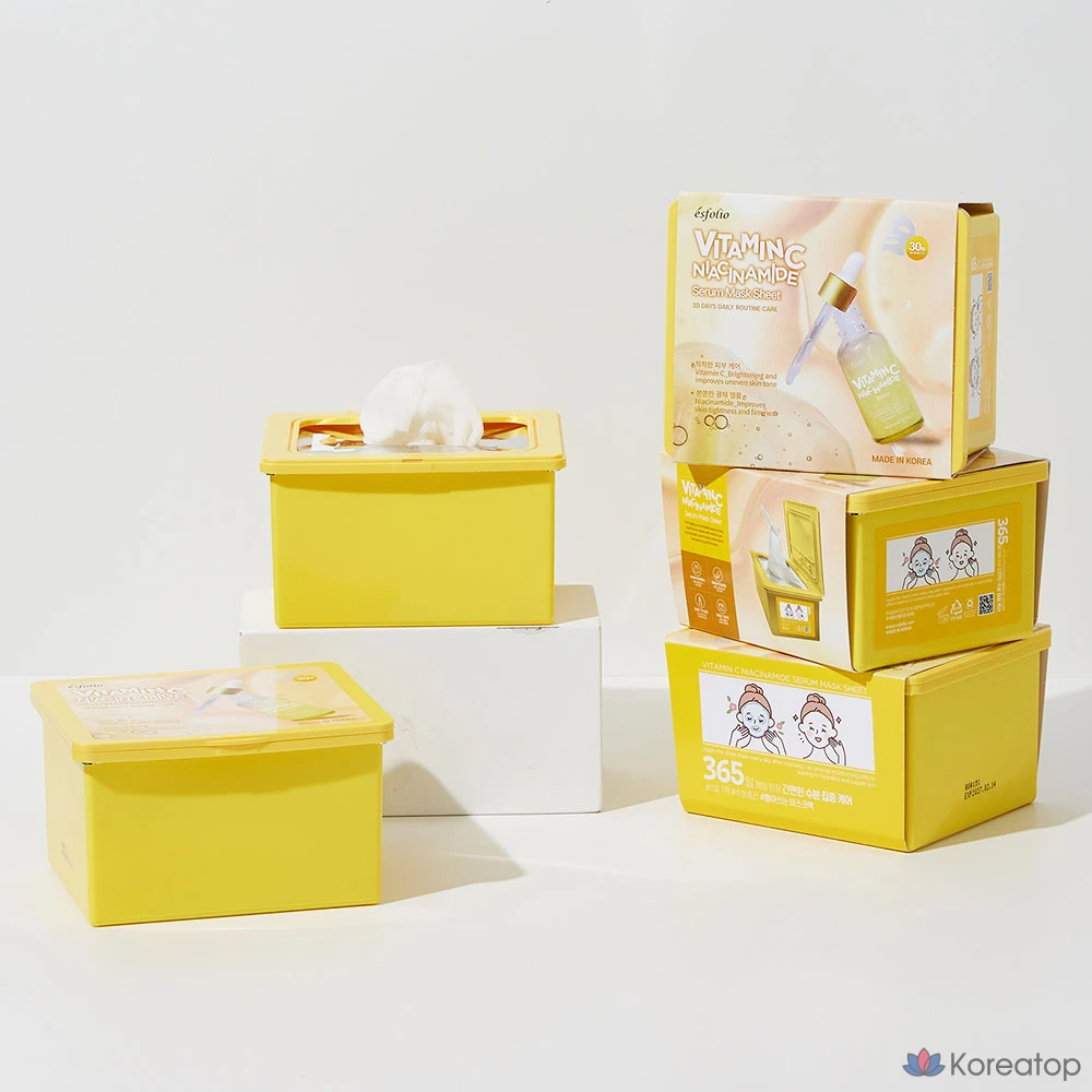 Набор из 30 масок-эссенций Esfolio с витамином С / 13 флаконов ампул с витамином С / 3 упаковки по 30 масок, фото 3