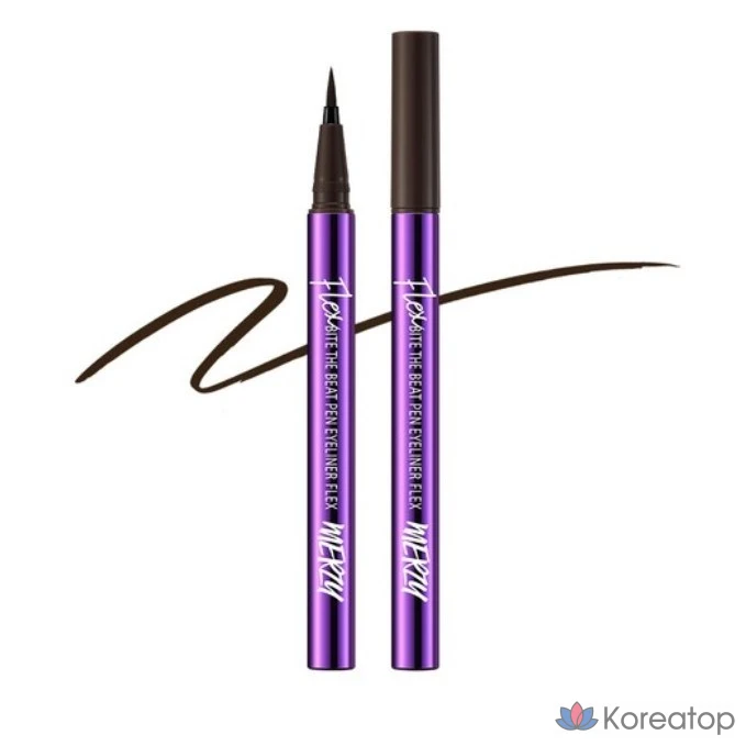 Подводка для глаз MERZY Bite The Beat Pen Eyeliner Flex, 0,6 г, 1 шт., цвет MODERN BROWN