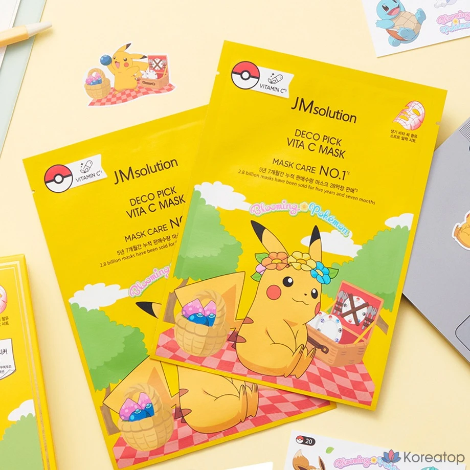 Набор масок JM Solution Pokemon Decopic Vita C + наклейки Dakku, 10 листов, 1 упаковка.