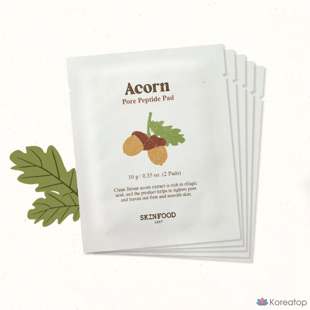 Подушечки для сужения пор Skinfood Acorn Pore Peptide, 2 упаковки (10 г), 1 упаковка (10 штук)