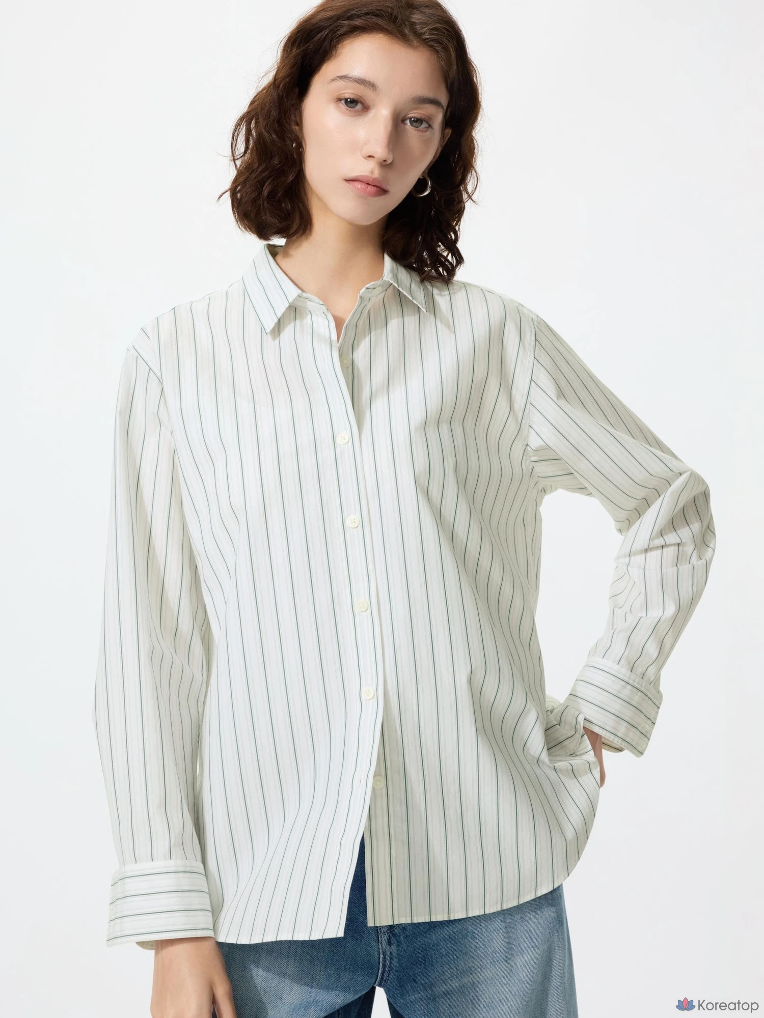 Рубашка Uniqlo Cotton Shirt, в полоску
