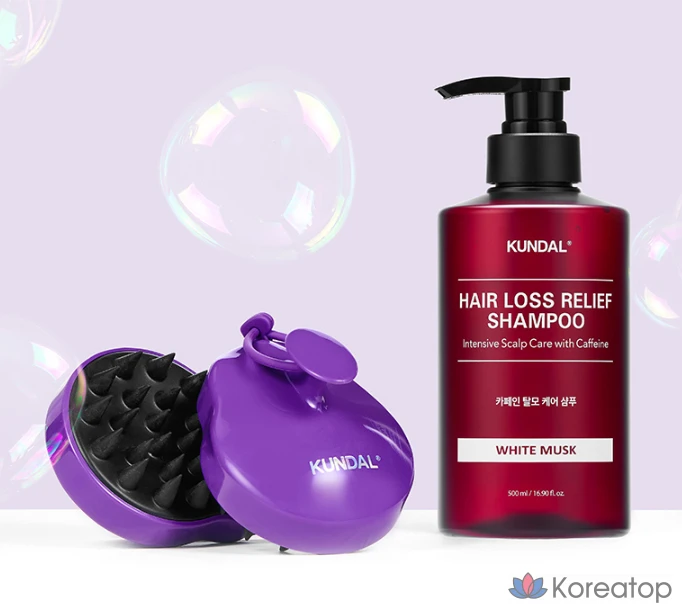 Массажная щетка для мытья головы Kundal, фиолетовая, 1 шт.