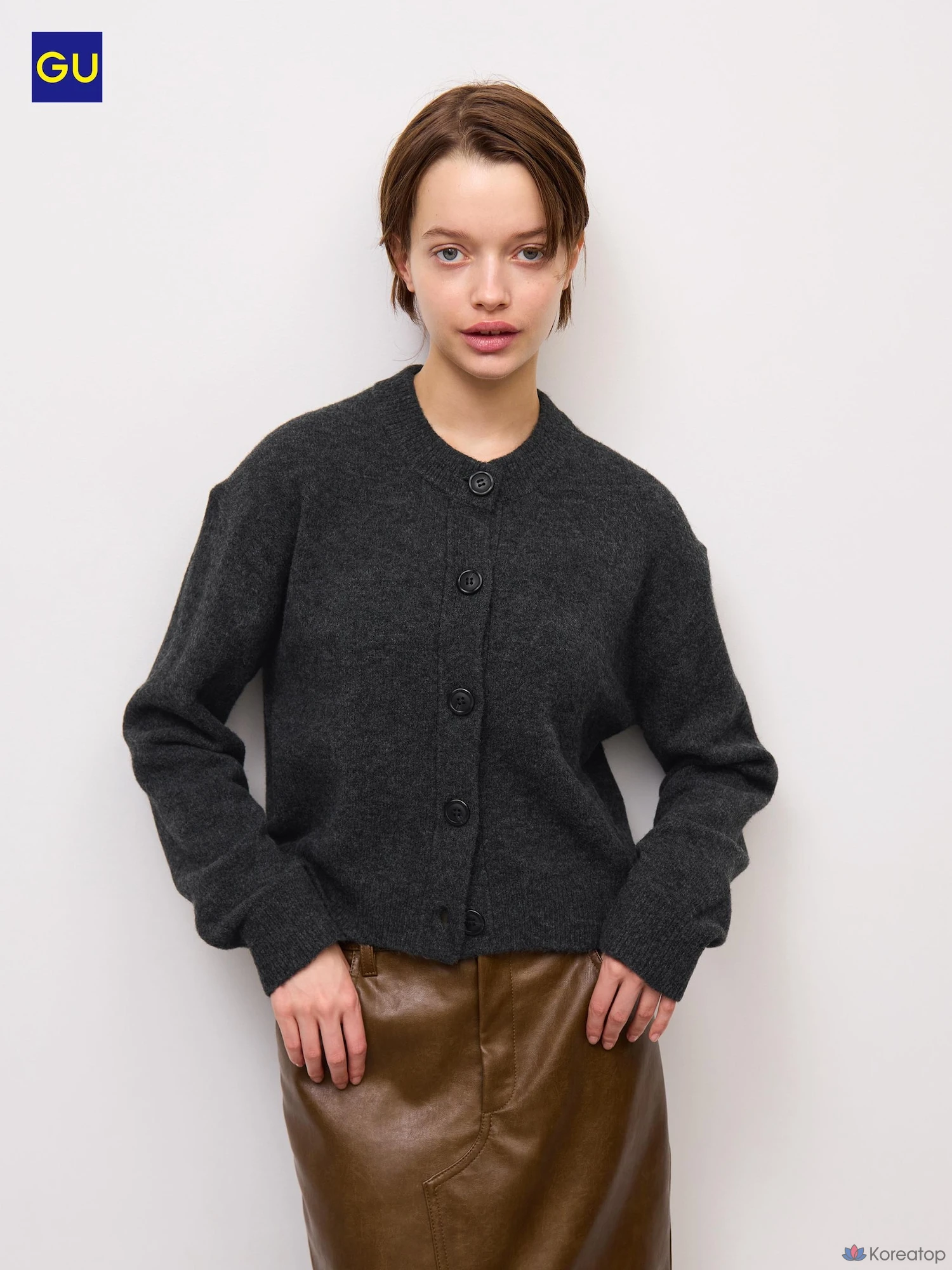Кардиган Uniqlo Puffy Touch Knit Crew Neck