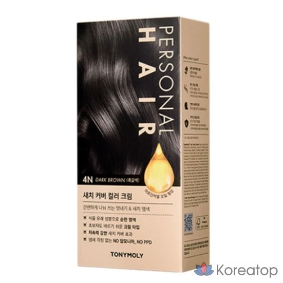 Крем-краска для волос Tony Moly Personal Hair Color Cream, 4N темно-коричневый, 1 шт.