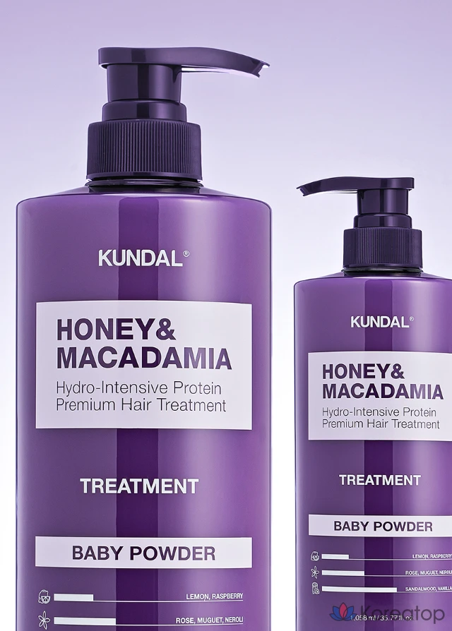 Средство для ухода за волосами Kundal с медом и макадамией, цвет белый мускус, 1,058 л, 1 шт., фото 6