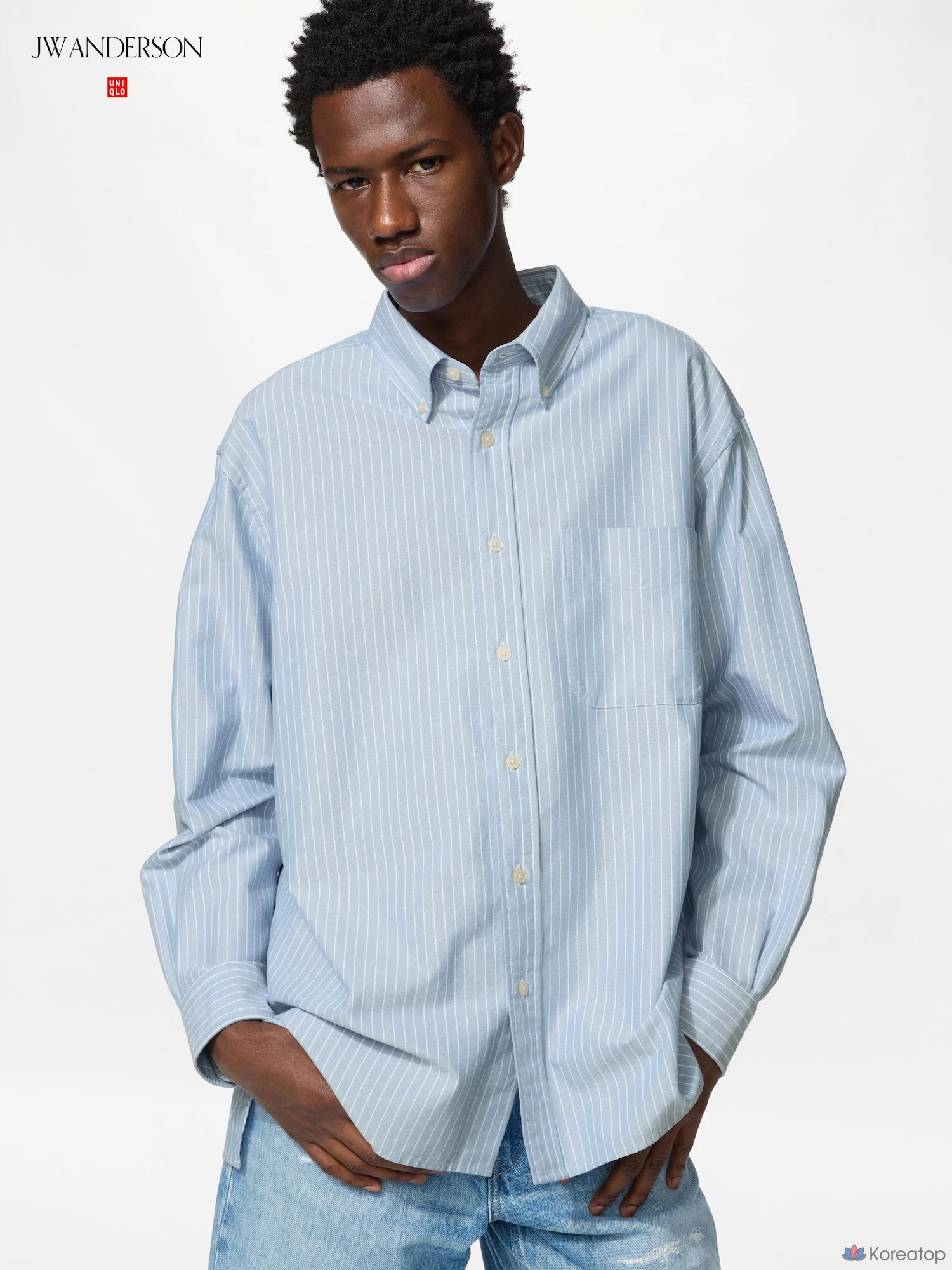 Рубашка Uniqlo Oxford Oversized Shirt A, в полоску