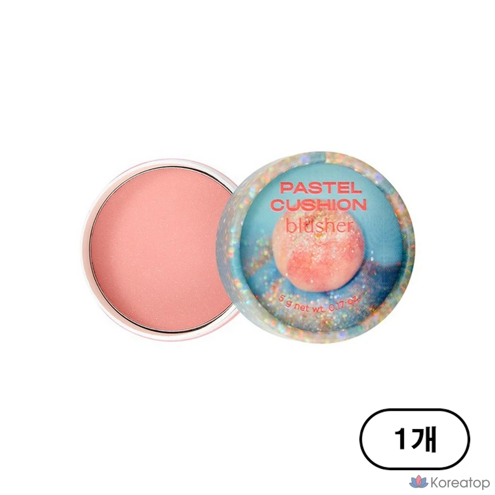 Румяна-кушон The Face Shop Pastel Cushion Blusher 5 г, № 1 (персиковый с блестками), 1 шт.
