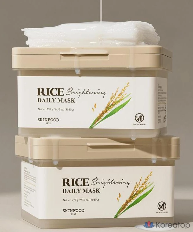 Осветляющая рисовая маска для лица Skinfood, 5 штук, 30 штук, фото 4