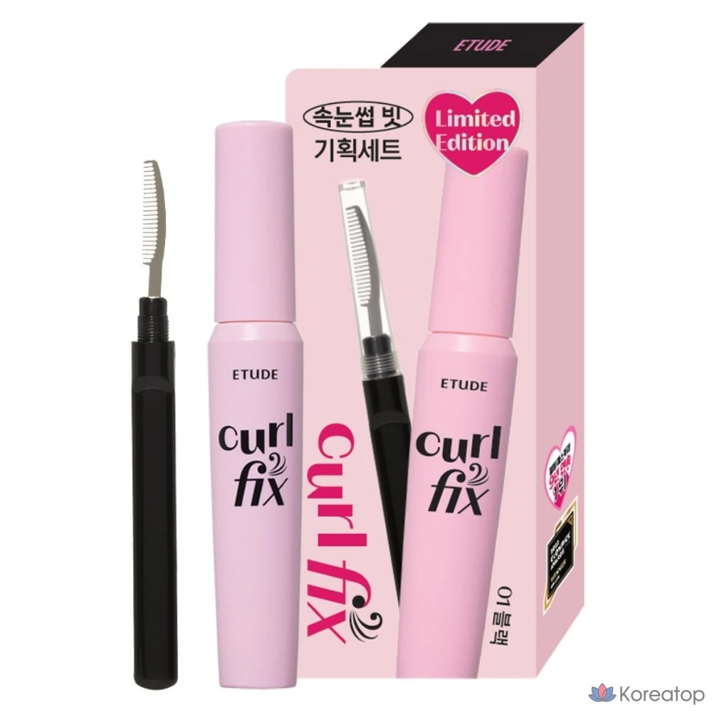 Набор туши для ресниц Etude House Curl Fix Mascara 8 г + расческа для ресниц, 01 черный, 1 шт.