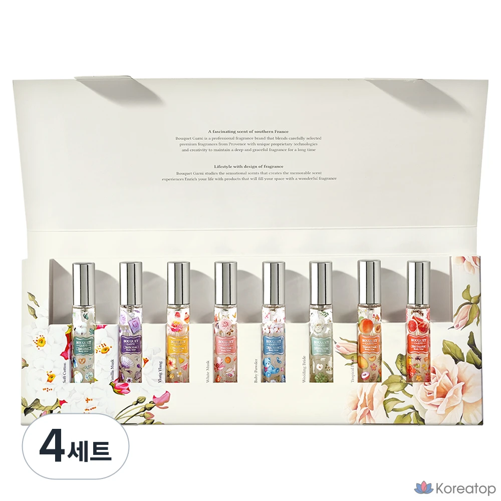 Набор из 8 парфюмерных спреев для тела Bouquet Garni Perfume Discovery Body Mist, 120 мл, 4 комплекта.