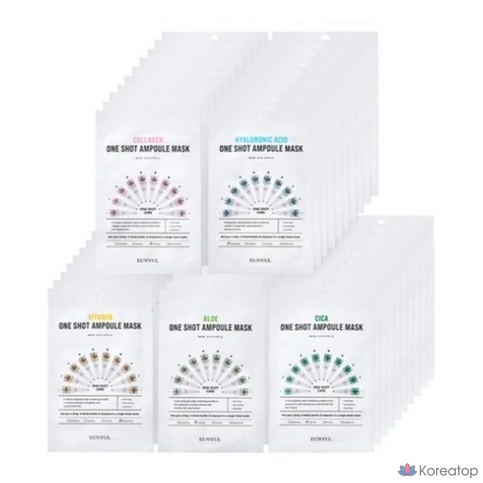 Набор ампульных масок Eunyul One Shot, 5 видов, по 10 штук в упаковке, 150 штук.