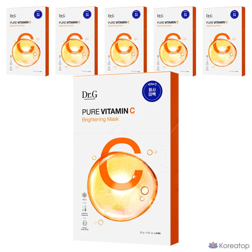 Набор осветляющих масок Dr.G Pure Vitamin C, 5 и 6 штук.