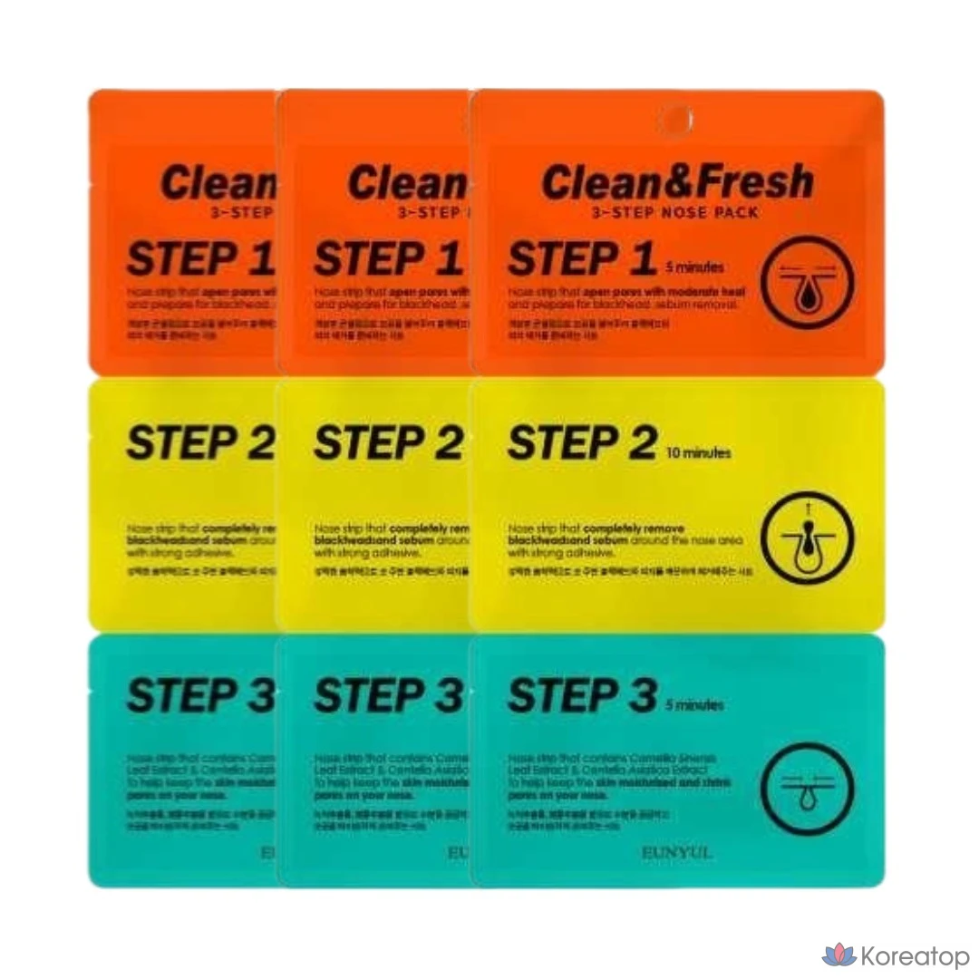 Набор для очищения и освежения носа Eunyul Clean & Fresh 3-Step, 1 упаковка, 3 упаковки