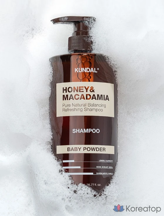 Шампунь Kundal Honey & Macadamia Nature с ароматом детской присыпки, 1,058 л, 1 шт., фото 6