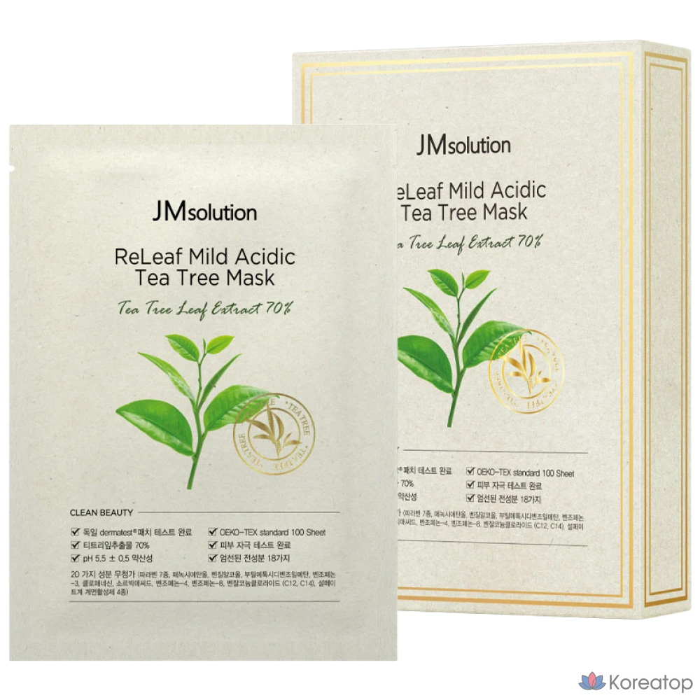 JM Solution Relief Набор мягких кислых масок с маслом чайного дерева, 10 листов, 10 штук, 9 штук