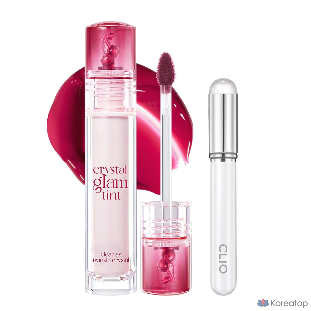 Тинт для губ Clio Crystal Glam + кисточка для губ, 1 шт., оттенок 025 «Темная вишня».