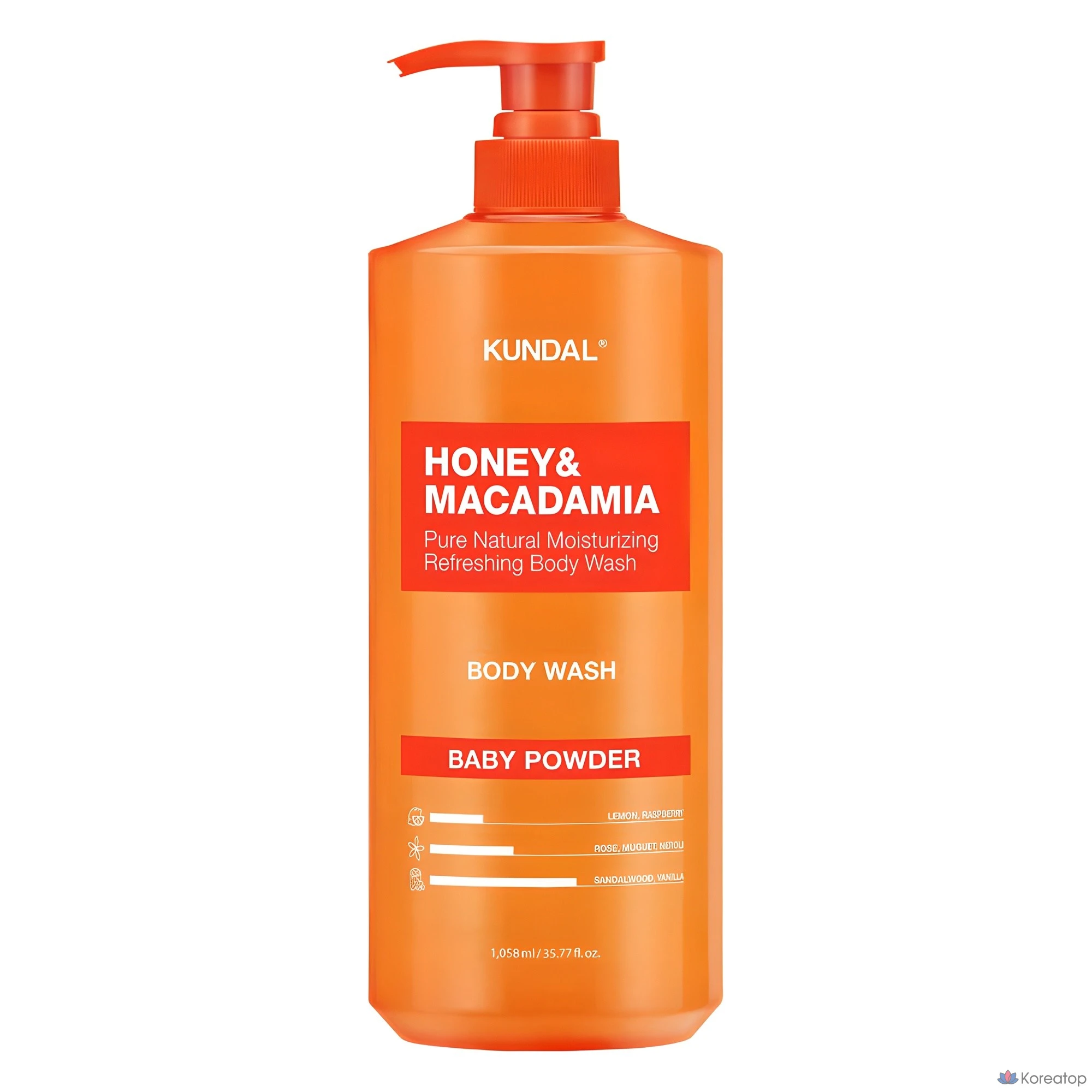Гель для душа Kundal Pure с ароматом детской присыпки, 1,058 л, 1 шт.