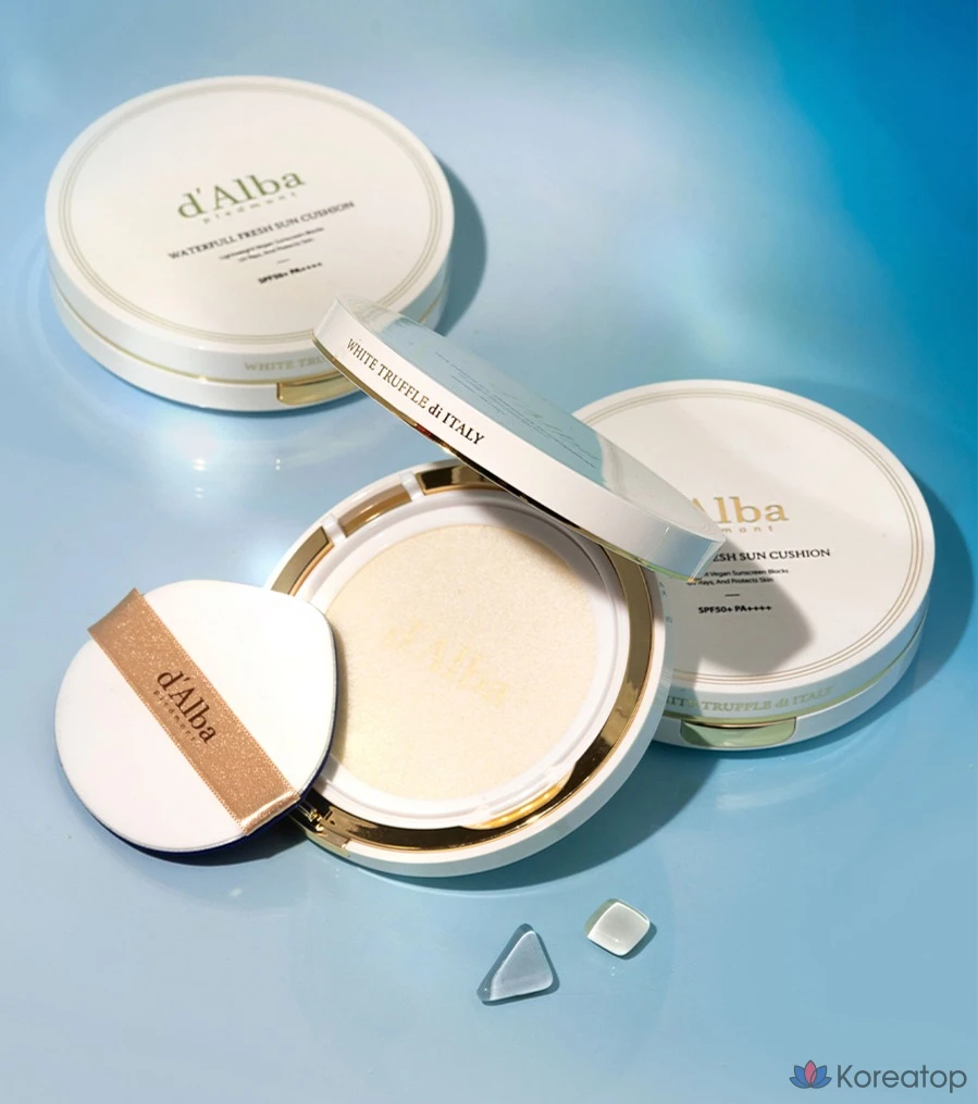 Солнцезащитный крем D'alba Waterful Fresh Sun Cushion + набор сменных блоков SPF50+ PA++++, 25 г, 2 комплекта, фото 4