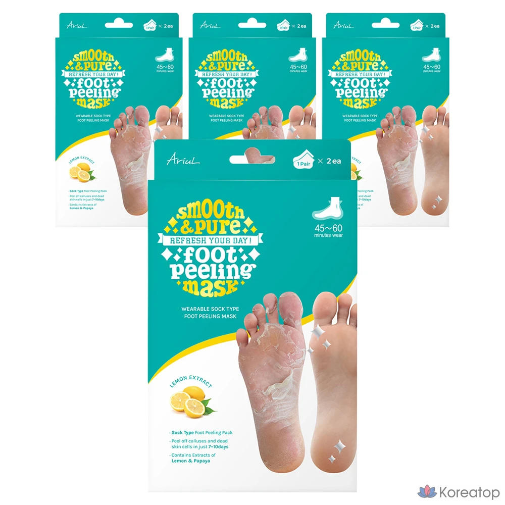 Отшелушивающая маска для ног Ariel Smooth & Pure, 2 упаковки, 4 штуки, 68 г