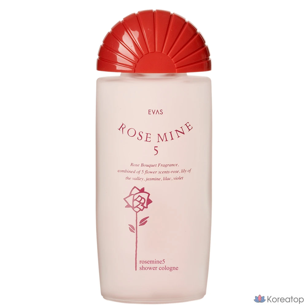 Одеколон для душа EVAS Cosmetics Rosemine 5 с ароматом розы, 185 мл, 1 флакон.