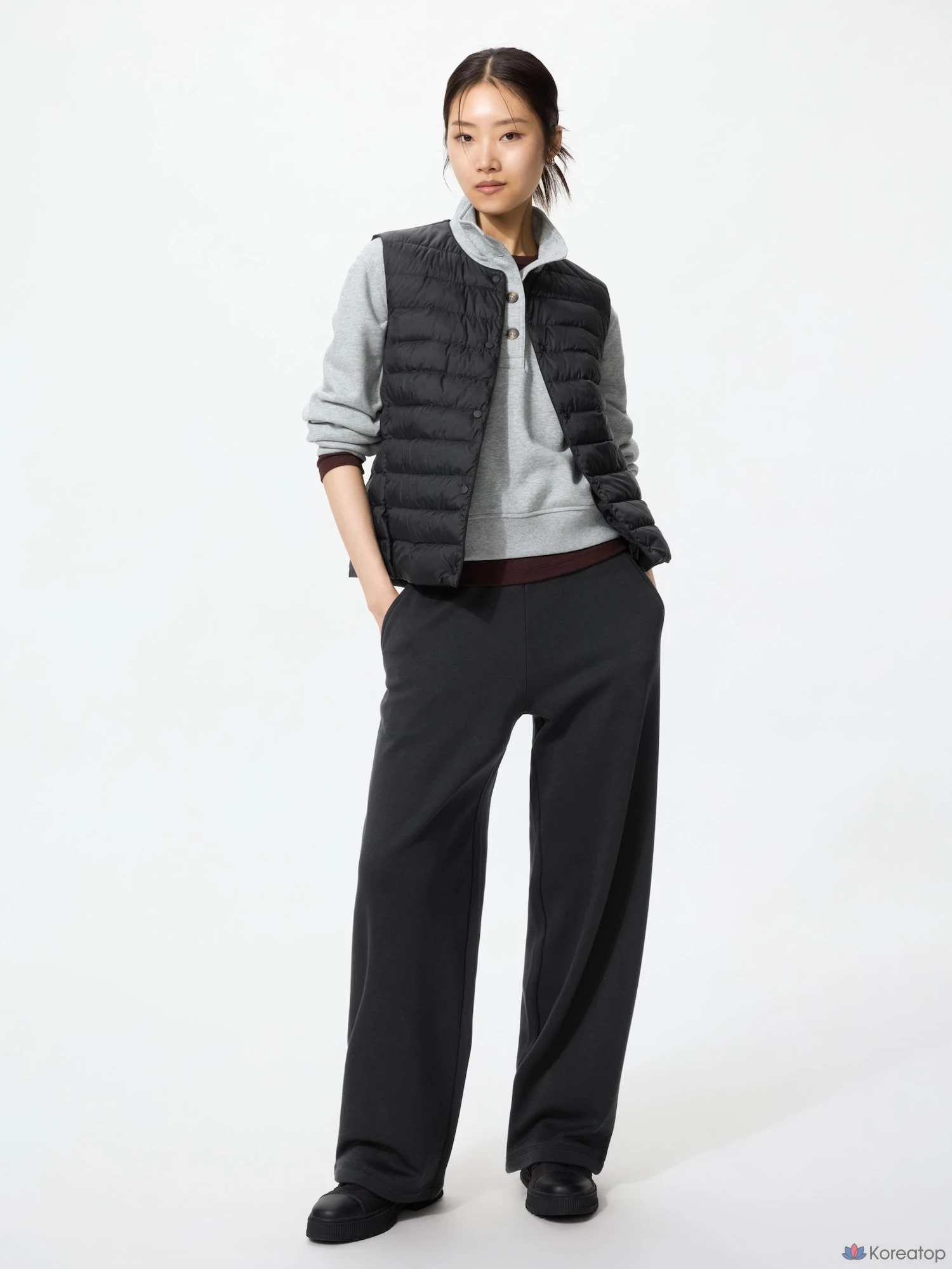 Брюки Uniqlo Warm Boa Sweat Wide Pants, длина 74-77 см