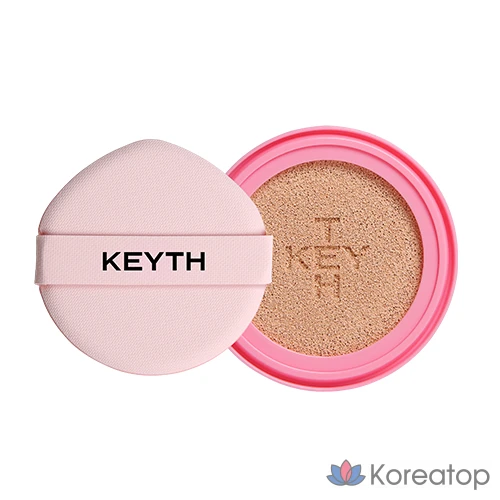 Тональный крем-кушон KEYTH Colored Pink Magnet Cushion Foundation, 2 шт., 15 г, сменный блок, 2 шт., 15 г, оттенок 02, светло-бежевый, 1 шт.