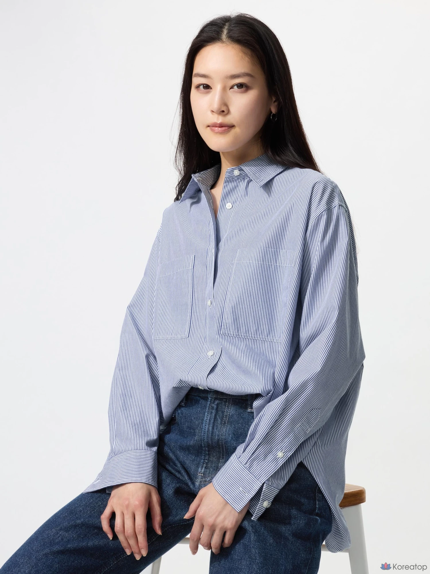Рубашка Uniqlo Cotton Oversized Shirt (Stripe) B
