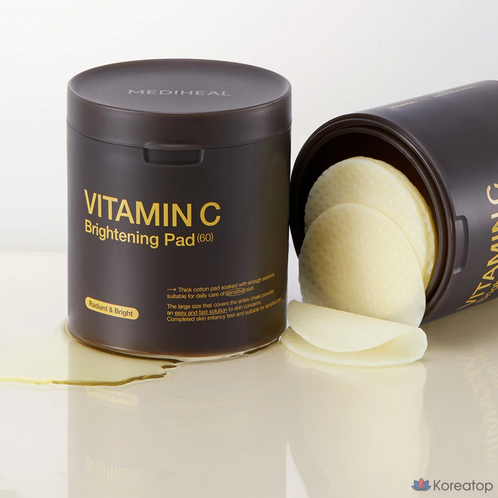 Осветляющие подушечки Mediheal с витамином С, 250 мл, 1 шт., 60 штук.