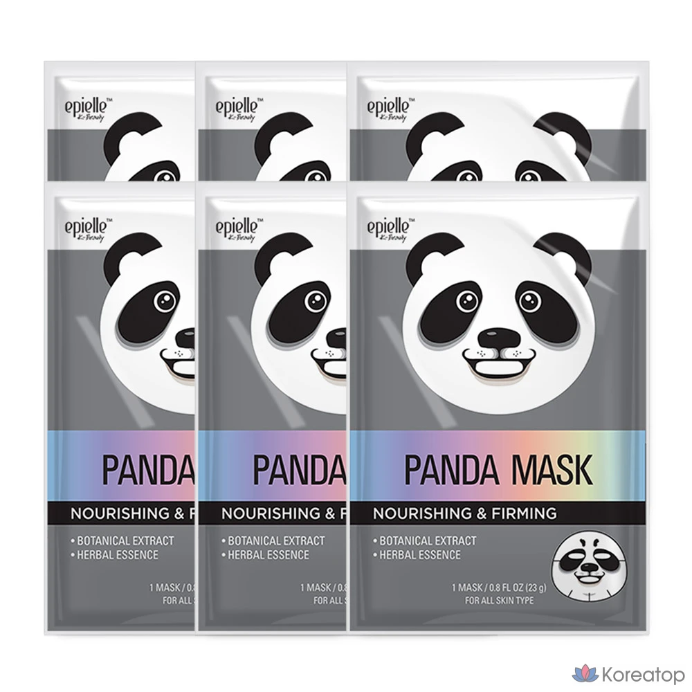 Набор из 6 масок Epielle для питания и повышения эластичности кожи с изображением панды.