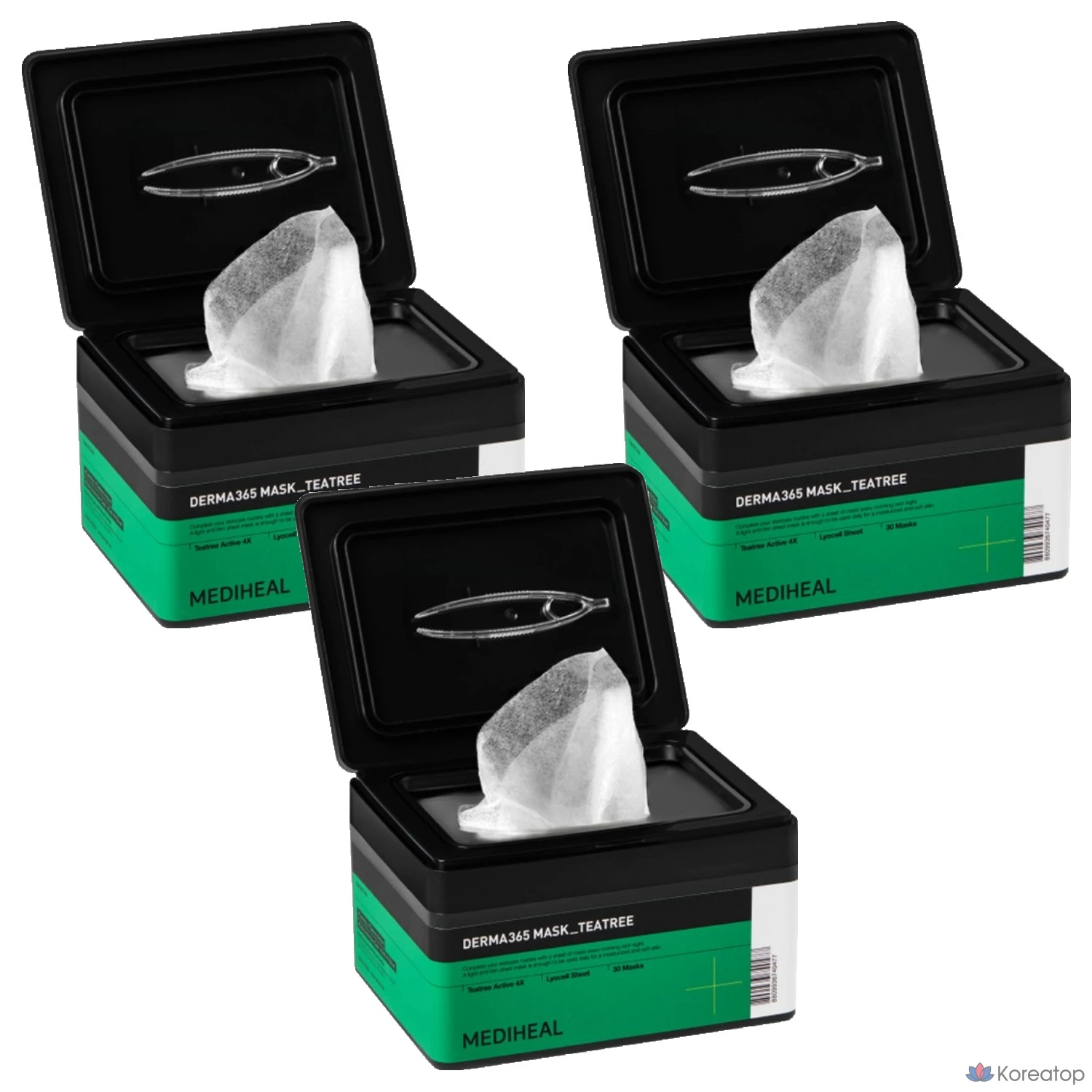 Маска для лица Mediheal Derma365 с маслом чайного дерева, 30 штук, 3 упаковки.